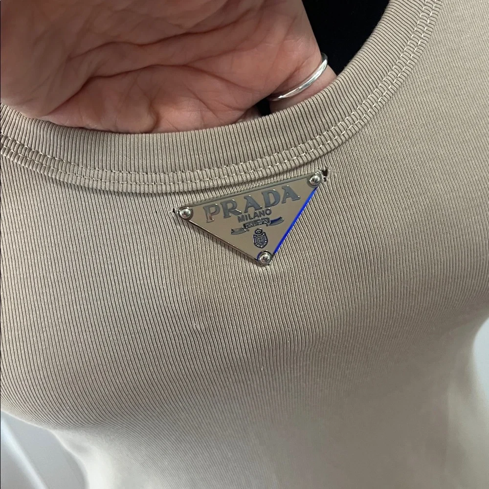 Prada Knit Ribbed Triangle Logo Dress - Picture 9 of 13